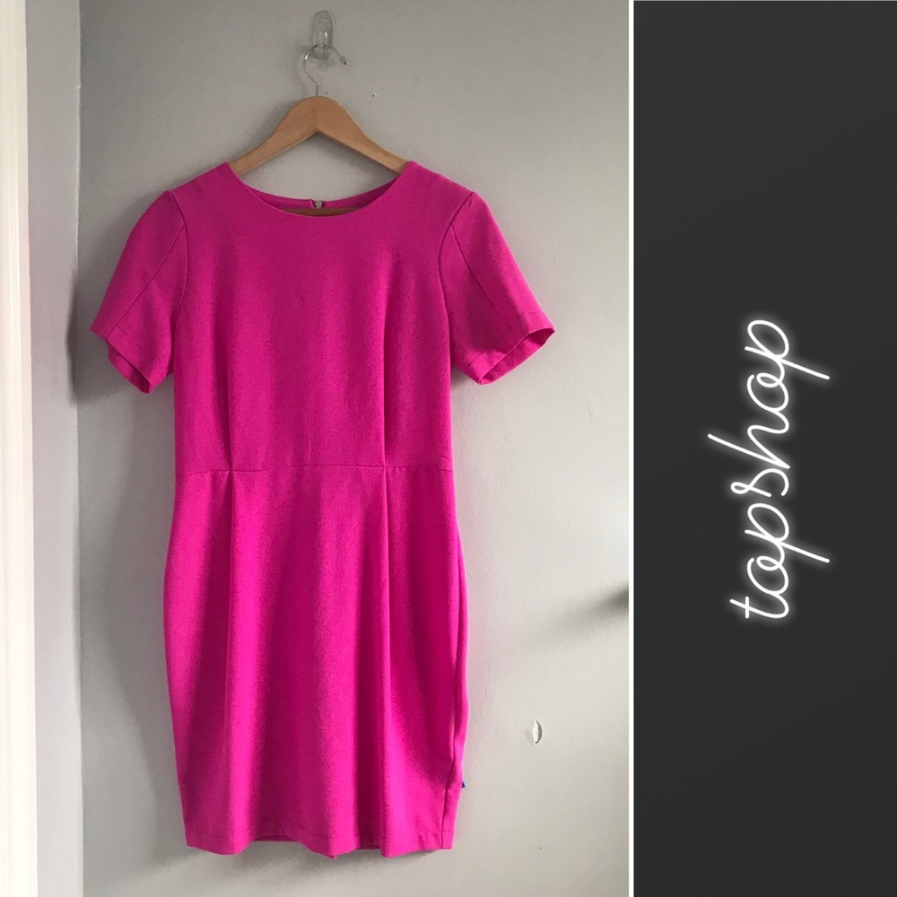 Topshop Pink Sheath Short Sleeve Dress NWT • 8